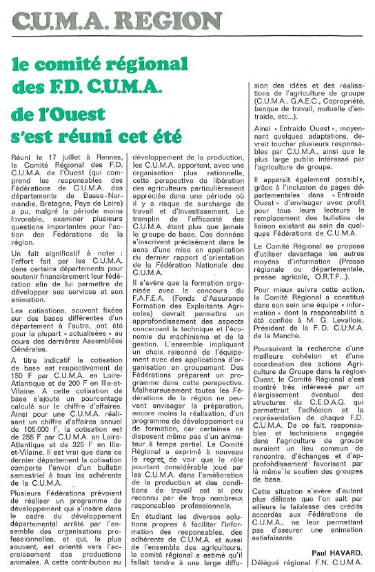 Entraid ouest cuma 1974
